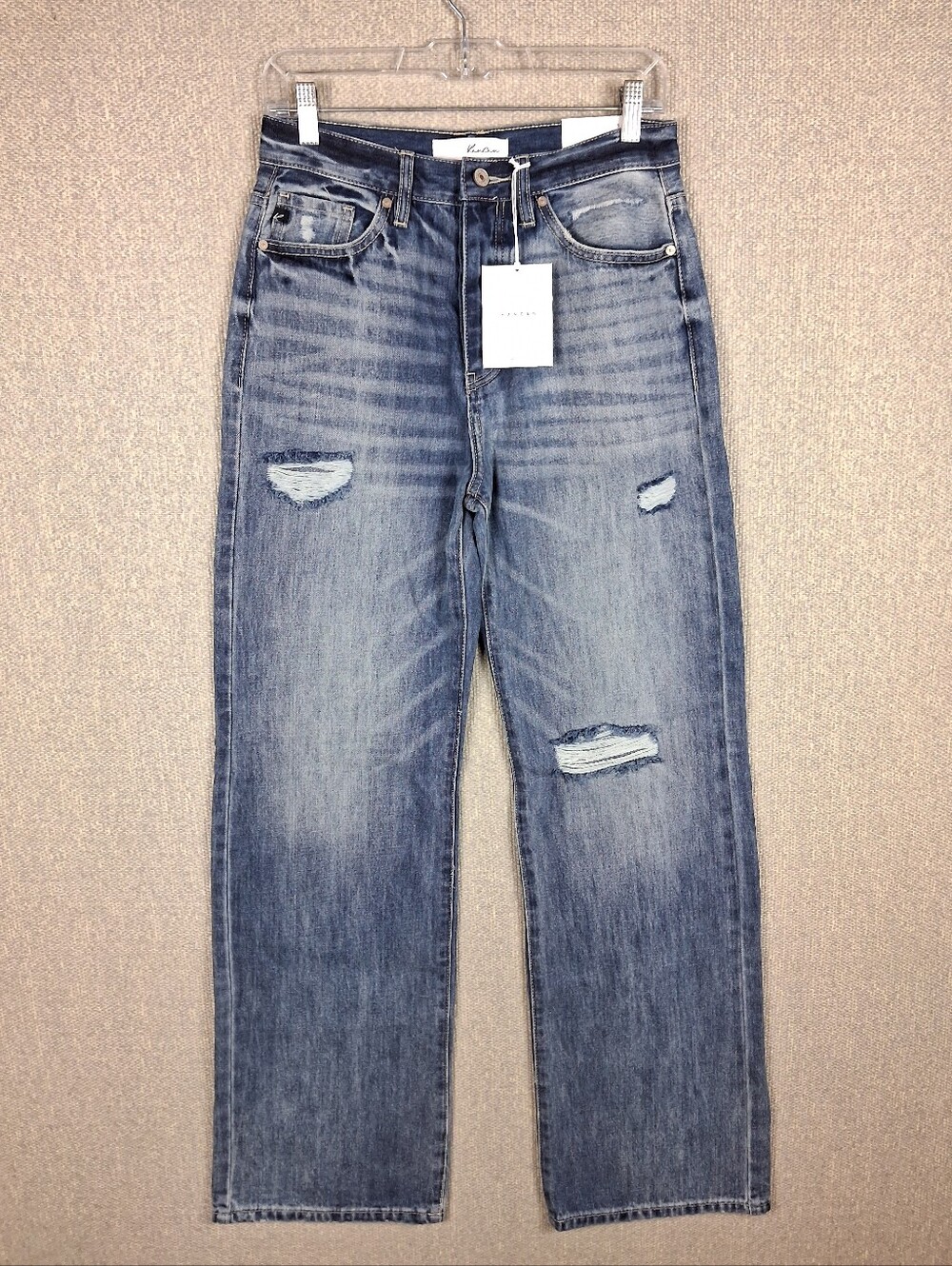 KanCan Heart of Stone 90s Flare Jean 5/26 Distressed Ultra High Rise Medium Wash